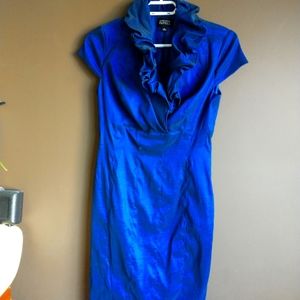 Deep blue taffeta midi dress